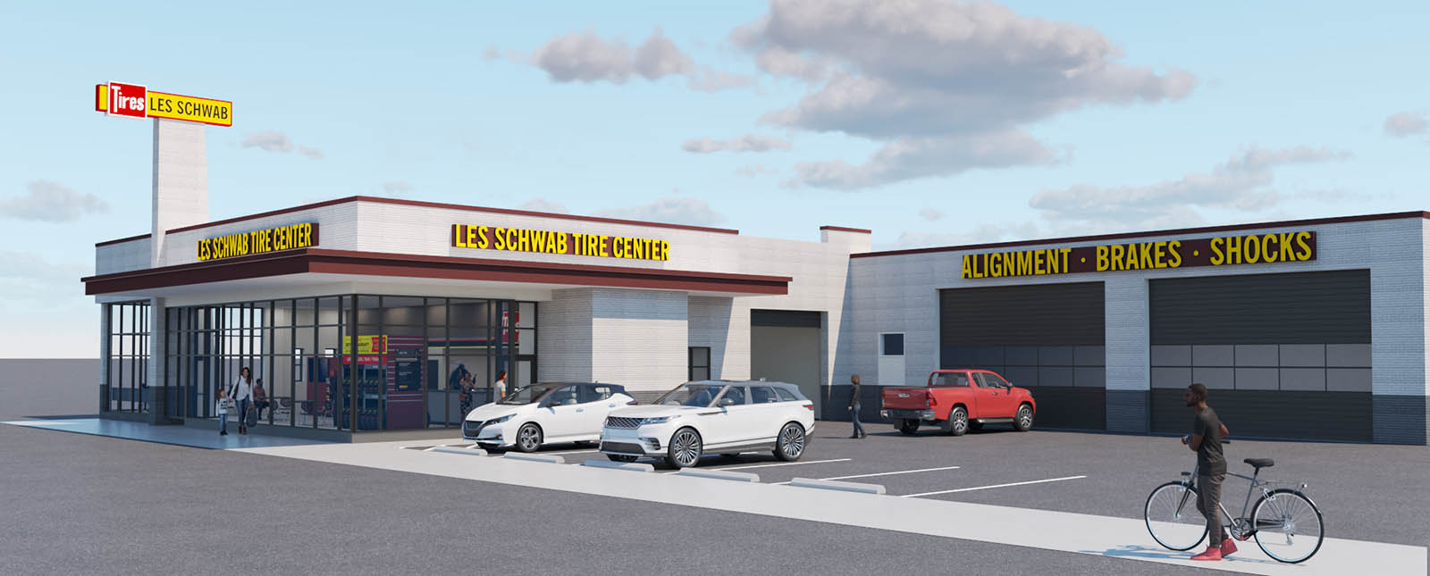 West Seattle Washington - Les Schwab Tire Center - Tire World - 3D Exterior Render