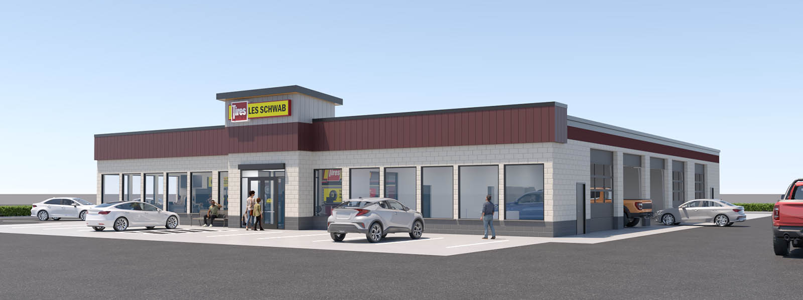 Redmond 6th Street, Oregon - Les Schwab Tire Center - Exterior 3D Render